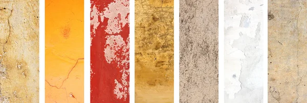Коллекция Баннеров Текстурами Старой Штукатурки Разных Цветов Серый Желтый Красный — стоковое фото