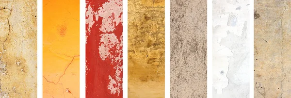 Raccolta Striscioni Con Texture Vecchie Pareti Stucco Diversi Colori Grigio — Foto Stock