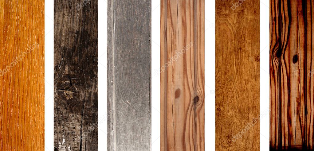 Collection of wooden banners with old wood texture of different colors