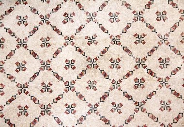 Geometrik desenli antik Bizans doğal taş mozaikleri, Nebo Dağı, Ürdün, Ortadoğu