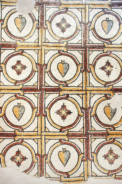 Древняя Византийская Мозаика Натурального Камня Геометрическими Узорами Гора Небо Иордания — стоковое фото