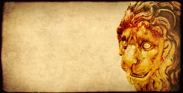 Background Grunge Paper Texture Yellow Color Ancient Stone Figure Lion — Stock Photo, Image