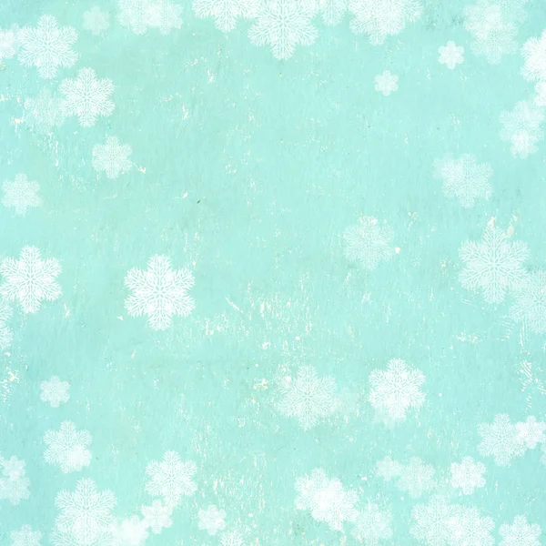 Fondo Navidad Con Textura Papel Viejo Color Azul Copos Nieve —  Fotos de Stock