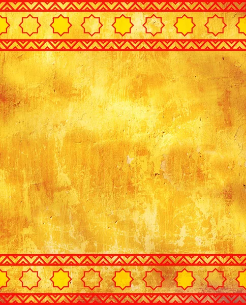 Fondo Grunge Con Ornamentos Étnicos Textura Estuco Color Ocre Plantilla — Foto de Stock