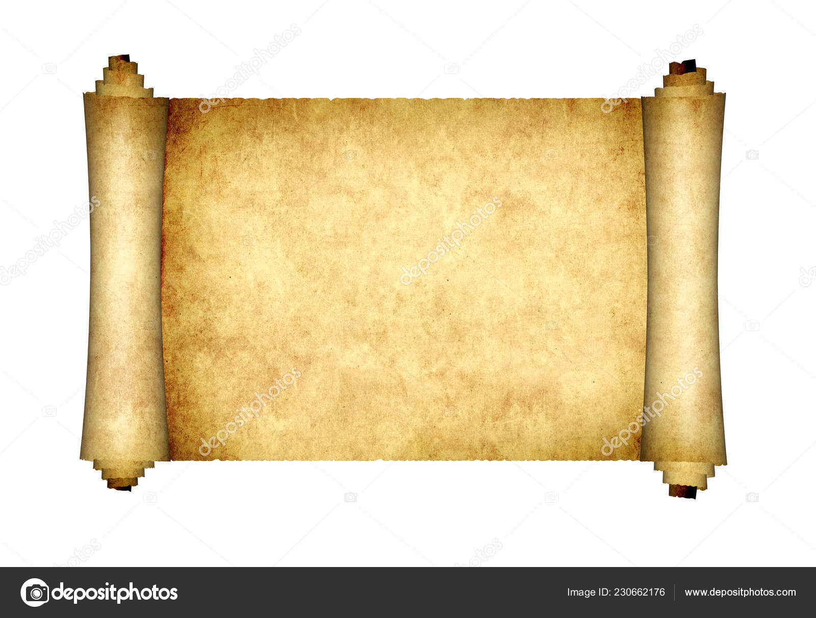 Viejo Pergamino Aislado Sobre Fondo Blanco Copia Espacio Para Texto — Foto  de stock #230662176 © frenta, image size:1600x1212