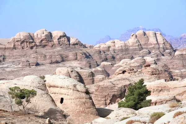 Cave House Siq Narrow Slot Canyon Entrance Passage Petra Red — Stock Photo, Image