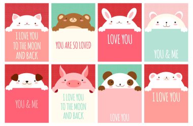 Benim sevgilim olmak. Sevgililer günü afiş, arka plan, el ilanı, afiş ile sevimli hayvanlar. Tatil poster scrapbooking için. Vektör şablon kartı tebrik, Dekorasyon, kutlama, davet için. Eps8