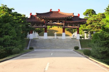Entrance of Tomb of King Tongmyong, the founder of the ancient Goguryeo kingdom, Ryongsan-ri, North Korea (DPRK). UNESCO world heritage site clipart
