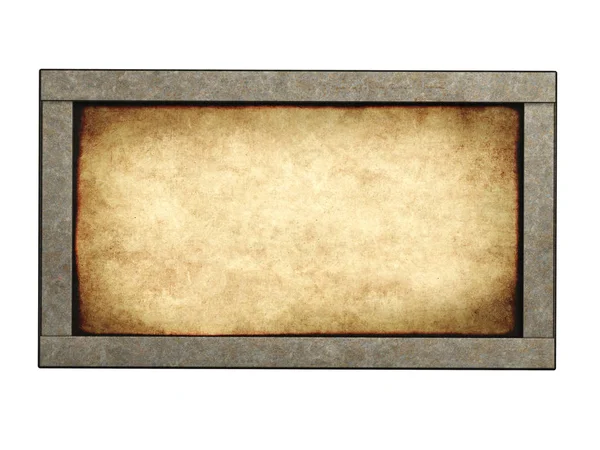 Eski Metalik Tabela Beyaz Arka Plan Üzerinde Izole Mockup Şablonu — Stok fotoğraf