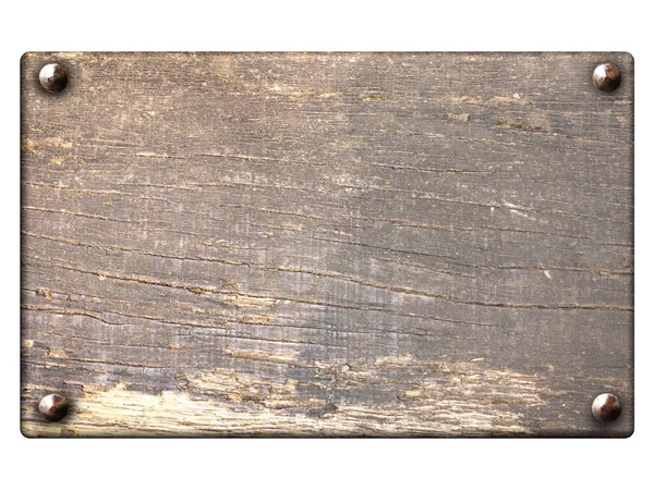 Alte Holzplanke Mit Alten Nägeln Isoliert Auf Weißem Hintergrund Vorlage — Stockfoto