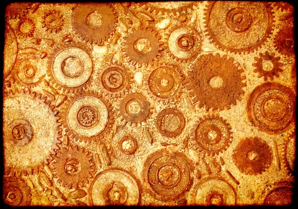 Fondo Grunge Con Texture Carta Ingranaggi Macchina Vintage Ruota Dentata — Foto Stock