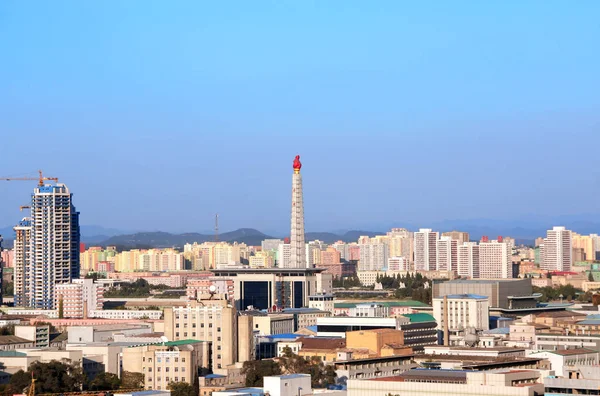 Pyongyang Kuzey Kore Kuzey Kore Başkenti Havadan Görünümü — Stok fotoğraf