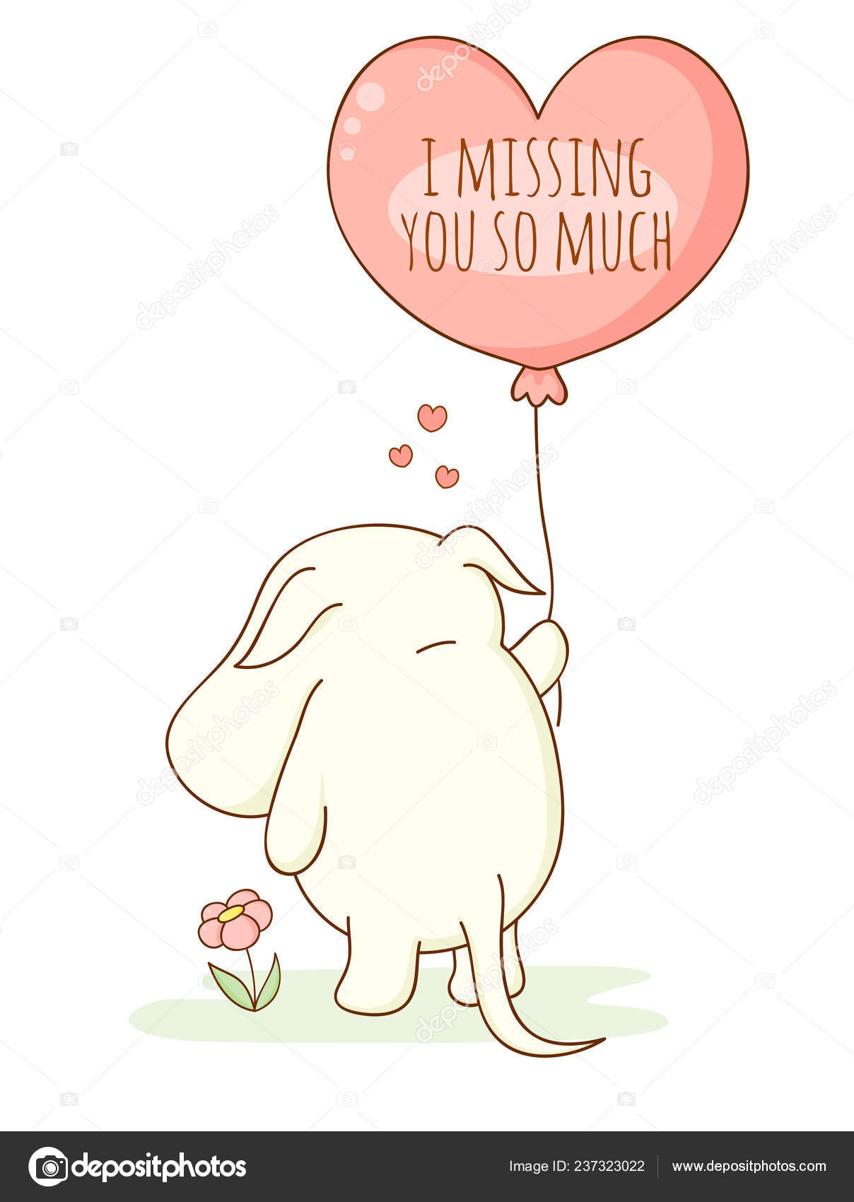 Cute Sad Cartoon Animal Heart Shaped Balloon Inscription Missing You Stock  Vector by ©frenta 237323022, image size:1208x1700