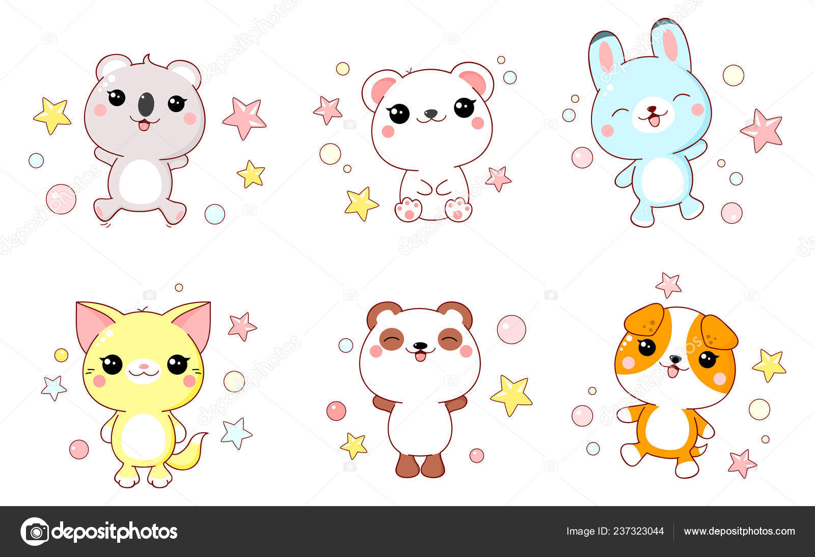 Sett Med Søte Dyr Isbjørn Panda Hund Kanin Katt Koala stockvektor © frenta  #237323044, image size:1600x1094