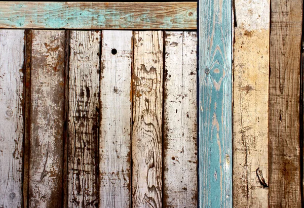 Textura Madeira Antiga Com Tinta Rachada Cor Branca Ciana Azul — Fotografia de Stock