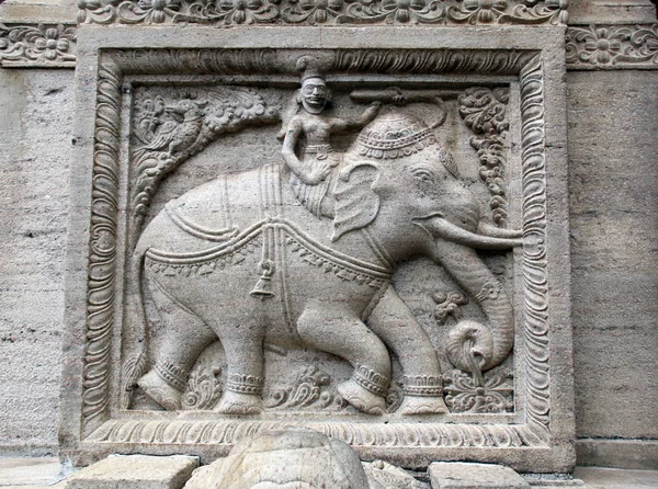 Kamenný basreliéf s slon na zdi Šrí Daladá máligáva, K — Stock fotografie