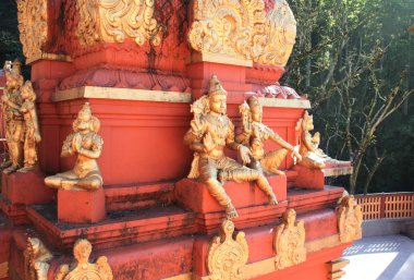 Statues of heroes of Ramayana and Lord Hanuman, Seetha Amman Tem clipart