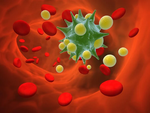 Leukosit menyerang virus patogen — Stok Foto