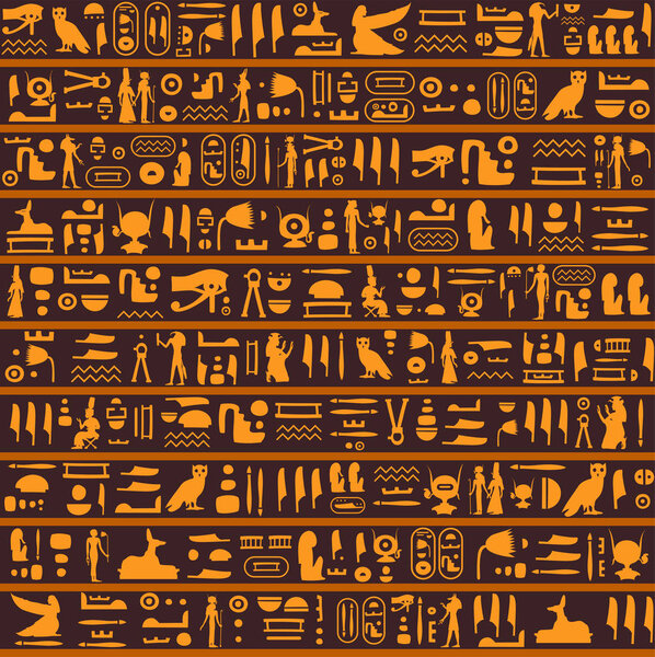 Vector seamless pattern with ancient egyptian hieroglyphs