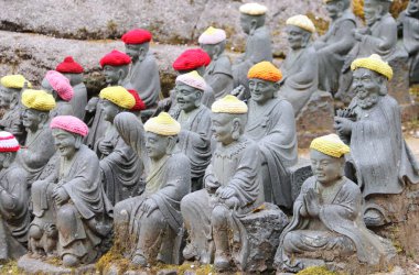 Stone Ksitigarbha statues in Daishouin temple, Miyajima Island,  clipart