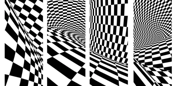 기하학적 체크 무늬가 있는 배너 세트 — 스톡 사진