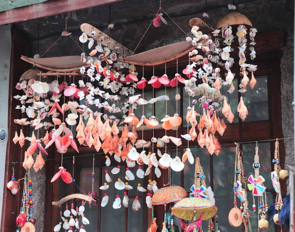 Traditional turkish souvenirs - wind bell with seashell — Stock Photo, Image