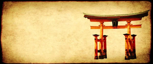 Grunge background with paper texture and Torii gate