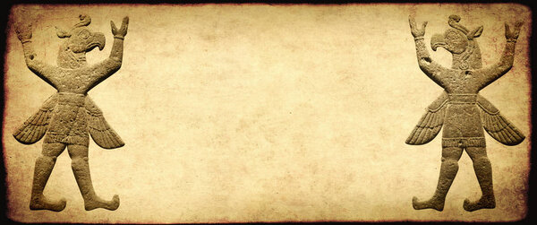 Grunge background with paper texture and griffins-warriors