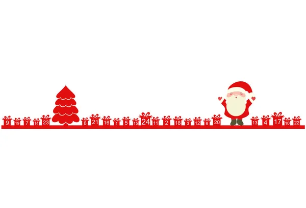 圣诞节来临日历与圣诞老人 — 图库矢量图片