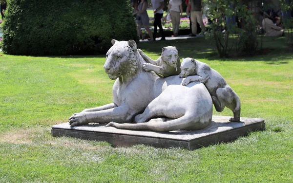 ISTANBUL, TURQUÍA - 9 DE JUNIO DE 2019: Escultura de leona con lio — Foto de Stock