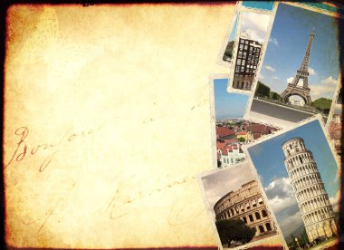 Vintage seyahat arka plan Avrupa Simgesel Yapı retro fotoğrafları