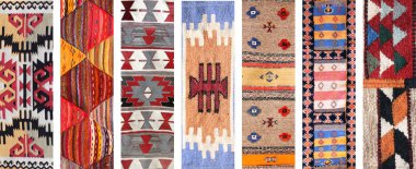 Yün halı dokuları ile afiş seti