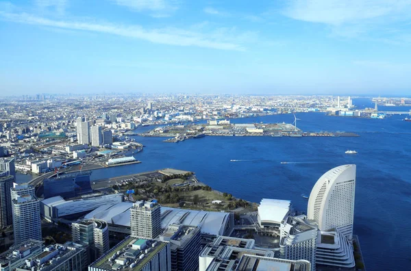Vista aérea em Yokohama e Baía de Tóquio, Japão — Fotografia de Stock