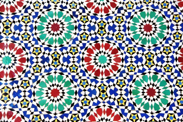Detalhe da tradicional parede de mosaico marroquino, Marrocos — Fotografia de Stock