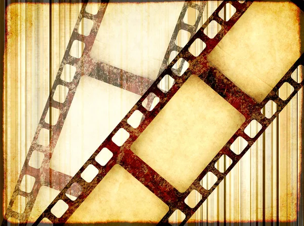 Grunge background with retro filmstrips and paper texture — Stock Photo, Image