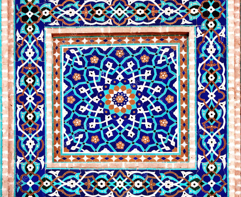 Detail of traditional persian mosaic wall, Iran