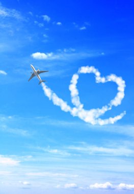 Aircraft draw a heart in the sky clipart