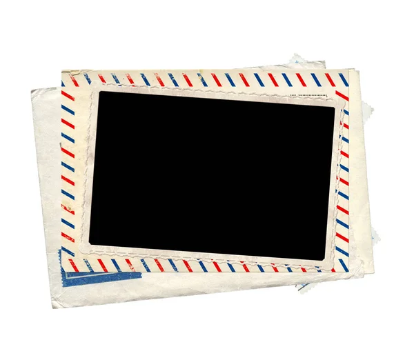 Foto Retrô Cartão Postal Antigo Envelope Vintage Isolado Fundo Branco — Fotografia de Stock