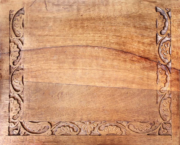 Kwadratowe Tło Drewna Rzeźba Dekoracji Kwiatowej Dekoracyjna Rzeźbiona Granica Drewnianej — Zdjęcie stockowe