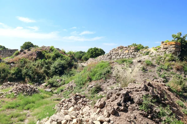 Ruinas Muro Fortaleza Piedra Antigua Ciudad Troya Provincia Canakkale Turquía —  Fotos de Stock