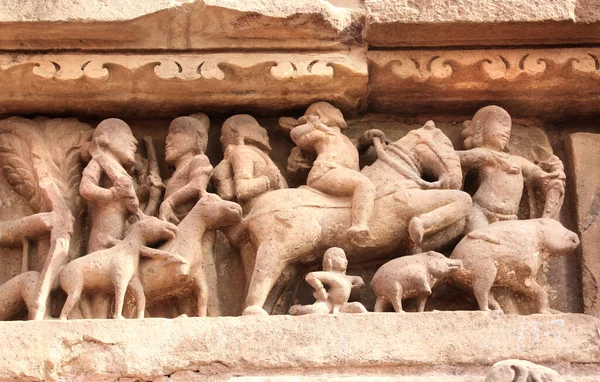 Famose Sculture Umane Animali Nel Tempio Khajuraho India Patrimonio Mondiale — Foto Stock