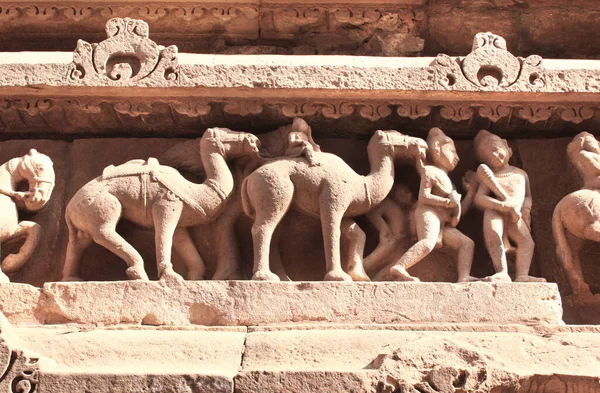 Famous Human Animals Sculptures Temple Khajuraho India Unesco World Heritage — Stock Photo, Image