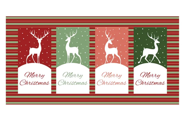Set Christmas Vertical Gift Tag Card Badge Sticker Retro Style — Stock Vector