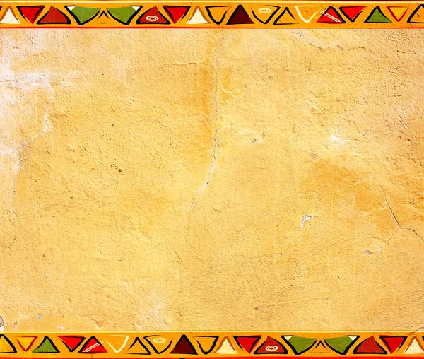 Grunge Achtergrond Met Etniciteit Ornamenten Stucwerk Textuur Van Gele Kleur — Stockfoto