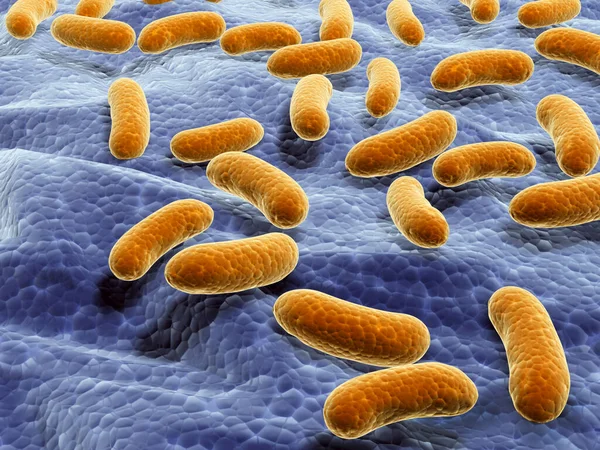 Virus Bajo Microscopio Multiplicación Rápida Bacterias Infección Microbe Render —  Fotos de Stock