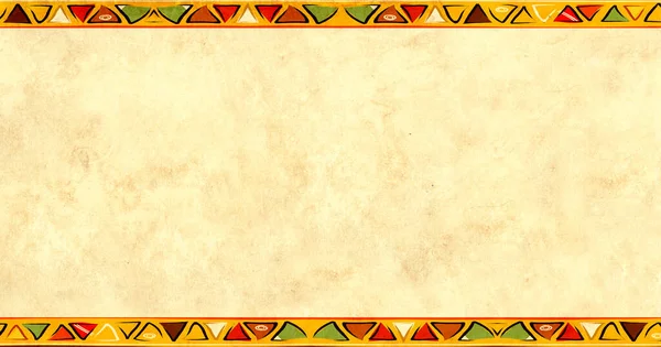 Fondo Horizontal Con Ornamentos Étnicos Textura Papel Viejo Banner Grunge —  Fotos de Stock