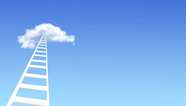 Ladder Van Succes Concept Horizontale Banner Met Trap Wolk Blauwe — Stockfoto