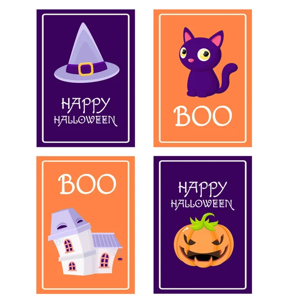 Collection Vector Halloween Cards — Stock Vector