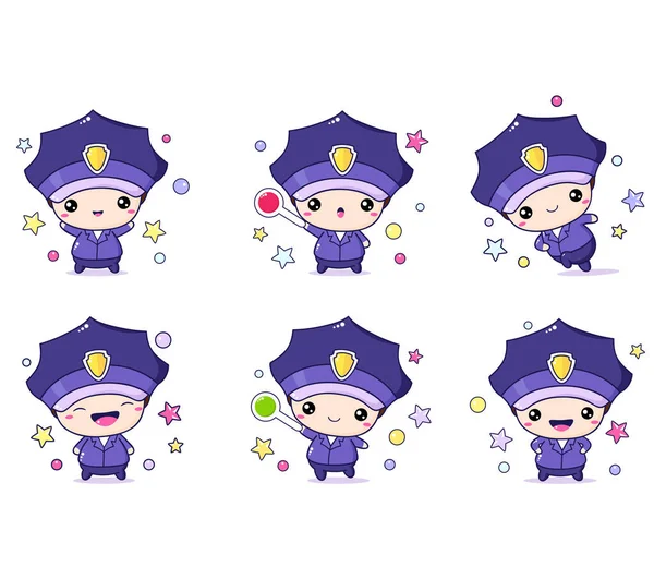 不同情况下的小警察 — 图库矢量图片