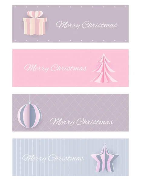 Ensemble Étiquette Cadeau Vertical Noël Insigne Autocollant Dans Style Rétro — Image vectorielle